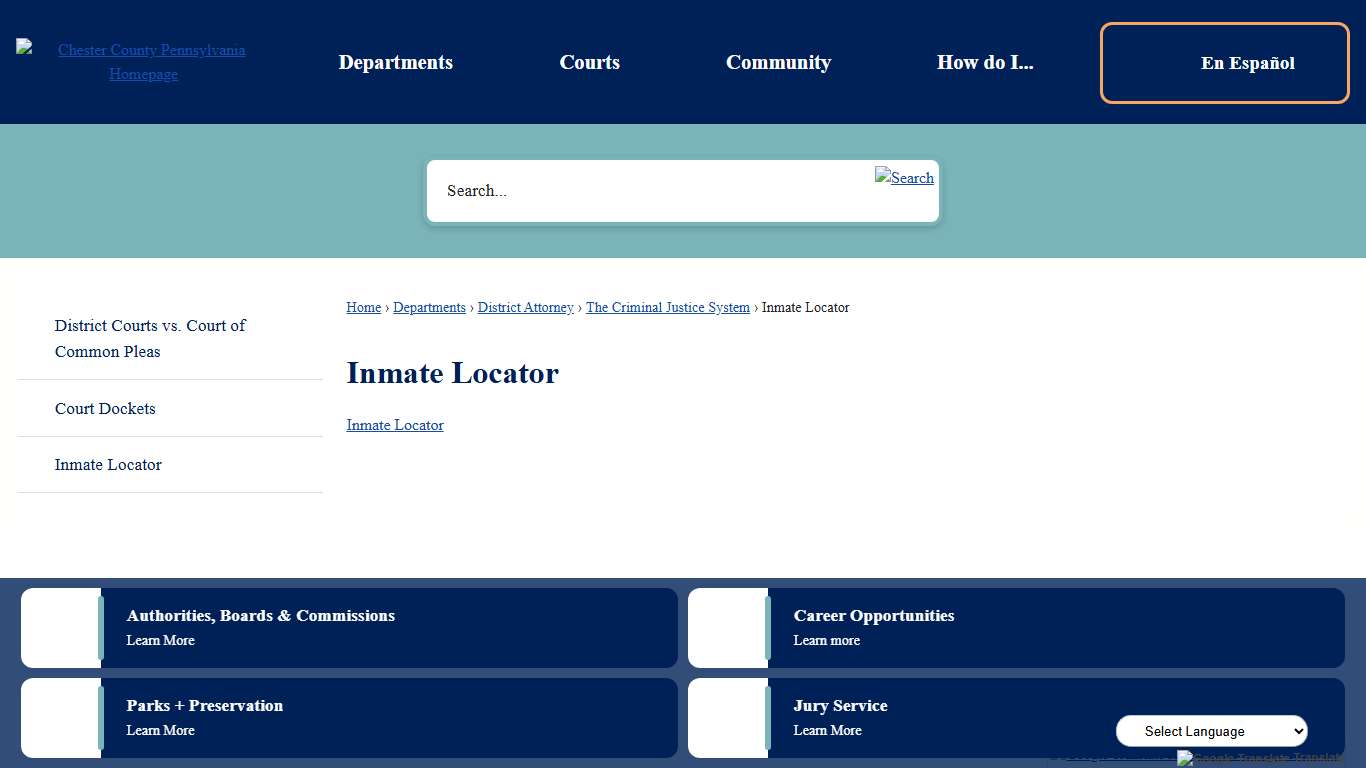 Inmate Locator | Chester County, PA - Official Website